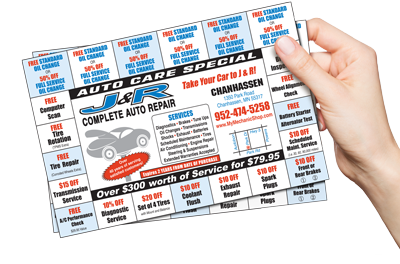 Special punch card offer from J&R complete auto repair - Chanhassen MN